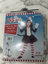 Dr Seuss Girls Cat in the Hat Dress Fancy Dress Costume Book Week Ages 6-8 years