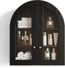 Arched Wall Cabinet Bathroom Cabinet Wall Mount with Glass Doors