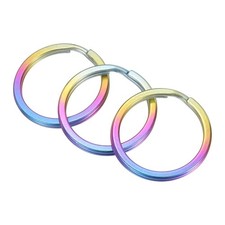 Titanium O-Ring Keychain 35mm/1.38", 3 Pcs Metal Split Rings, Iridescent