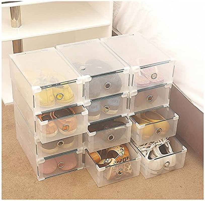 Scatole Porta Scarpe in Plastica Trasparente - Set 10 Box Anti-Polvere - 2