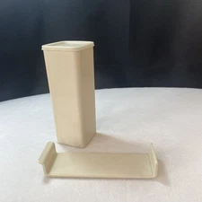 Vintage Tupperware Cheese Keeper  1696-5 With Clear Lid  1697-6 & Tray Almond