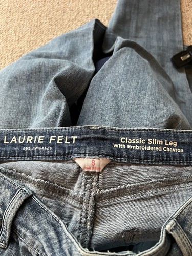 Laurie Felt Classic Denim Slim Leg Chevron Embroidered Jeans Sz 8 New w/ Tags! - Picture 5 of 5