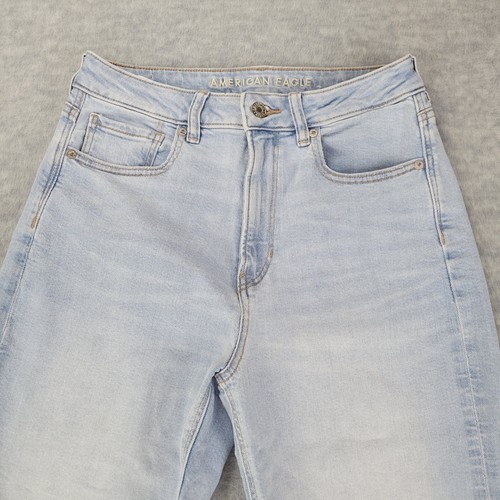 American Eagle Jeans Mom Straight Leg Jeans Light Wash Blue Women's Size 8 - Picture 2 of 14