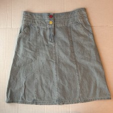 VTG Christopher Banks Denim Blue Jean A Line Skirt Colorful Buttons 10 Lightwash