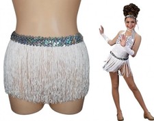 Lot of 9 Stand Out White FRINGE SKIRT ONLY CXS, CS, CM, CL, AS Dance Costume New