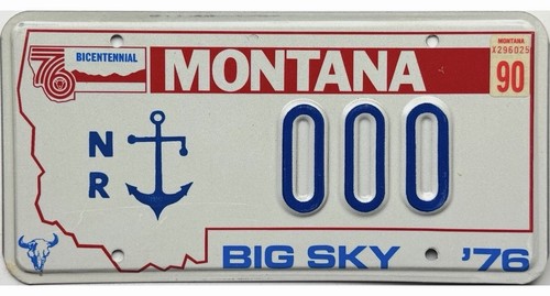 *SAMPLE SALE*  1976 Base 1990 Montana NAVY RESERVE Sample License Plate
