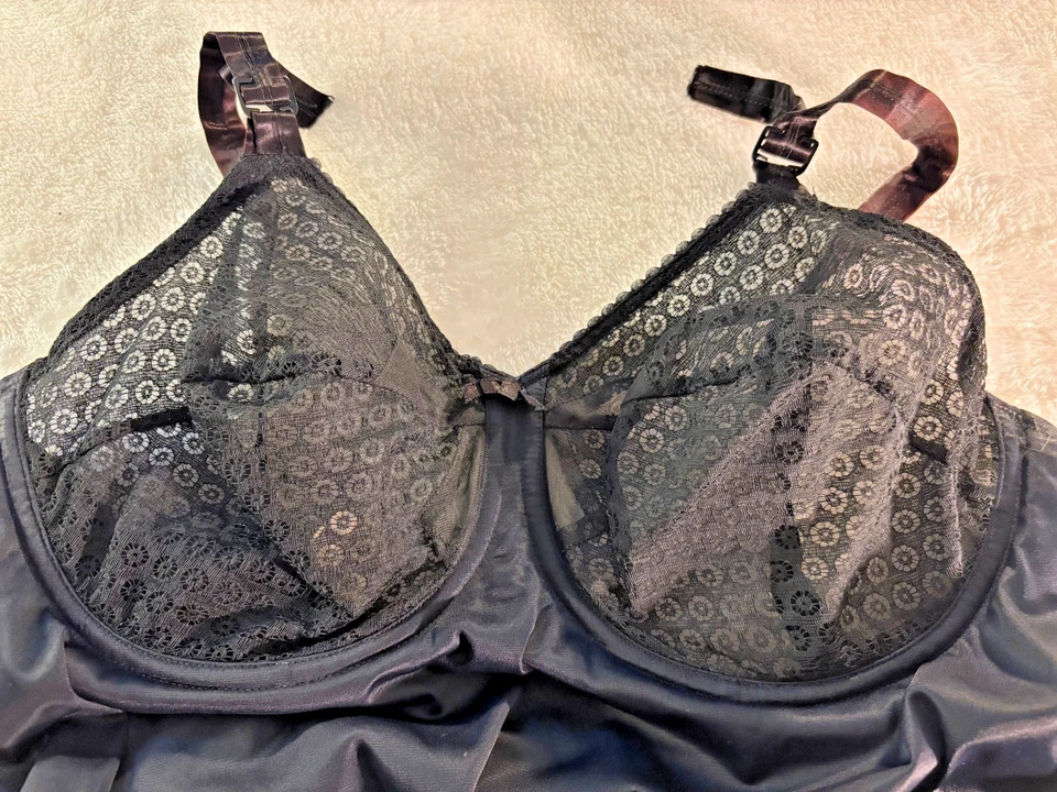 Sujetador con lazo vintage de los años 50 Bali Sno-Flake lencería 38D negro pin-up Foto 3 de 4