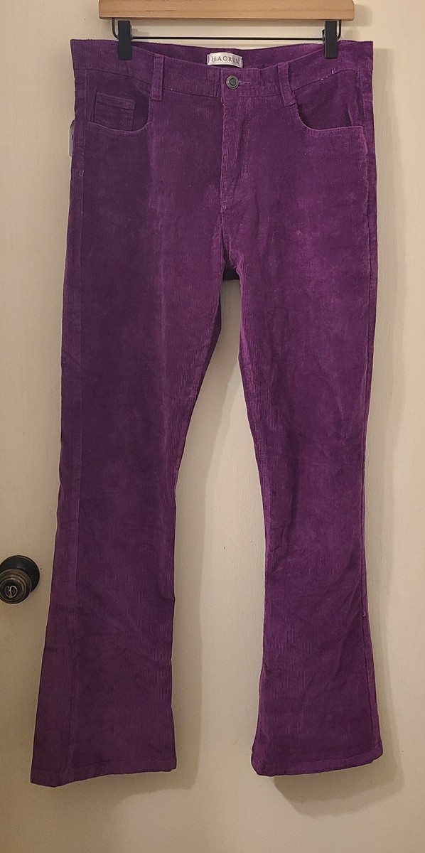HAORUN Mens Corduroy Flared Pants 32x32 Purple