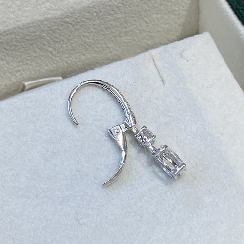 Diamond Earrings Oval & Round 1.93 Ct E-F VS1 Lab Created 14k White Gold - Picture 9 of 11