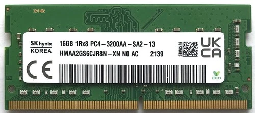 SK Hynix 16GB 1Rx8 PC4-3200AA-SA2-13 DDR4 SO-DIMM SDRAM HMAA2GS6CJR8N-XN