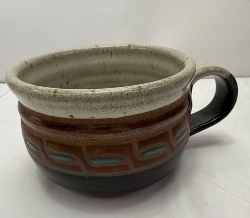 Peggy VRANA Studio Pottery Oversized Handled Soup Bowl 1980s 5” Diameter RARE