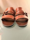 Women’s Open Toe Slip On Sandals, Leather Craft By Premiere, Brown Buckle, Sz 6 — photo 6
