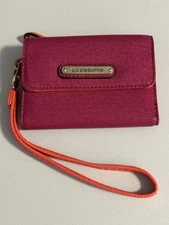 Liz Claiborne Wristlet Wallet With Coin Purse Pink Orange Melon