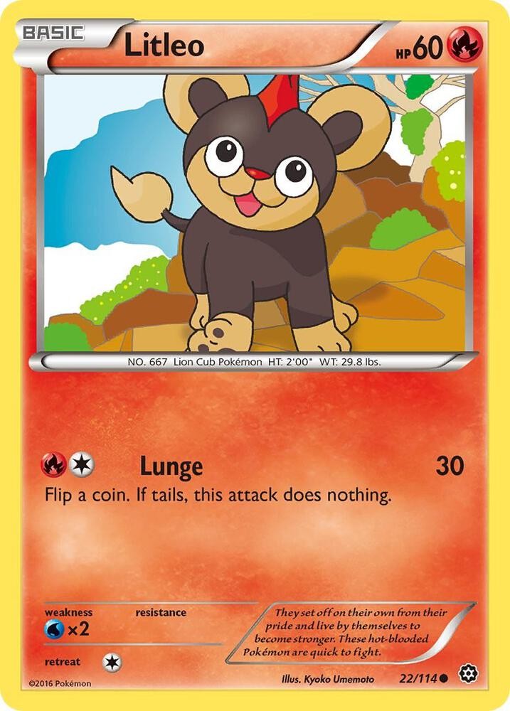 Litleo #22/114 Xy - Steam Siege Common Pokemon TCG LP
