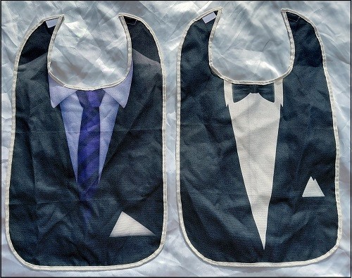 Lätzchen Latz für Erwachsene mit Klettverschluss Krawatte Fliege Leinen Anzug