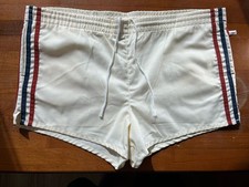 Vintage Men s Size 38 - XXL Jantzen White 70 s Swim Trunks Shorts w Pockets, 2XL