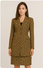 Cache Luxe Suit Leopard Print Long Coat Skirt Set Vintage Lined Womens Size M