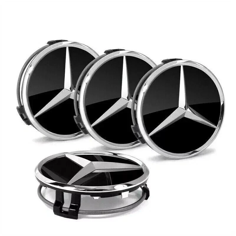 4X Tapacubos centrales para llantas cromadas negras 75 mm para Mercedes Benz GLC GLE Foto 4 de 4
