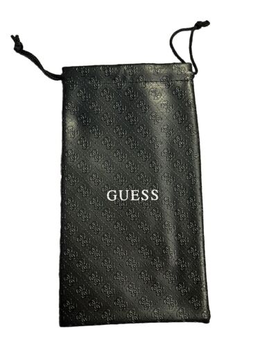 GUESS Black Leather Sunglasses Glasses Case 7.5” Pouch Drawstring Bag Holder