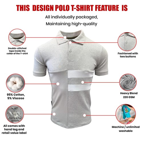 Polo Camicia 95% Cotone Taglia Grande Alta Qualità Designer Tinta Unita Molto Elasticizzata Top Tee - Foto 2 di 8