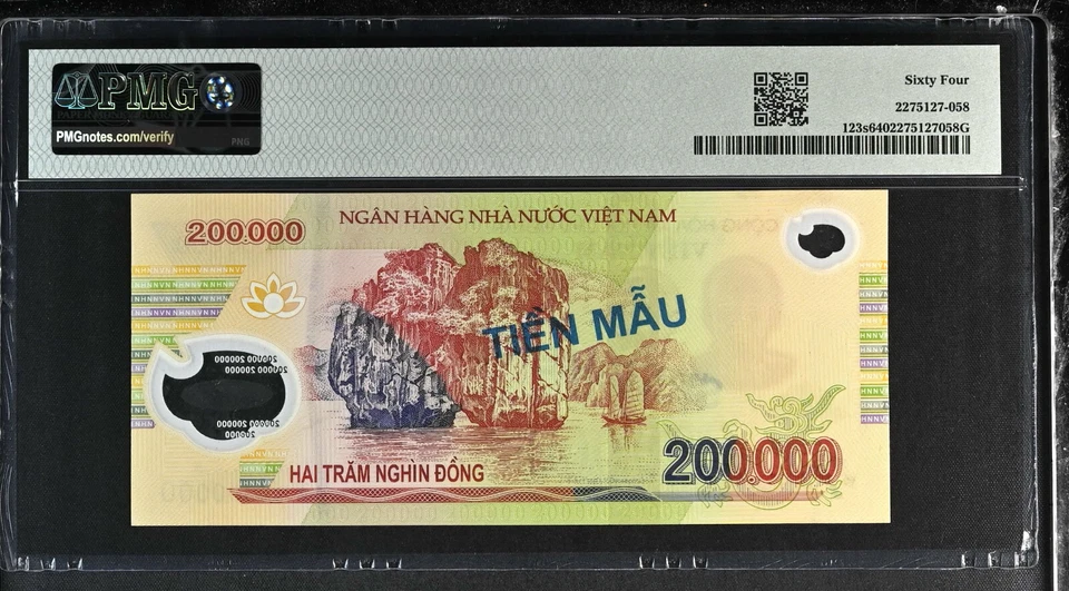 Vietnam 2006 Specimen 200,000 Dong Pick# 123s PMG 64 - Image 2 of 2