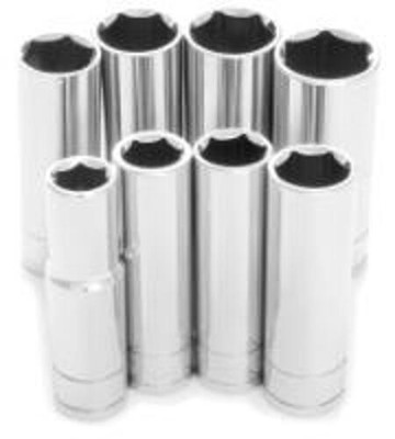 PERFORM TOOL W32300 6 Point Deep Chrome Socket Set, 0.5 in. - 8 Piece