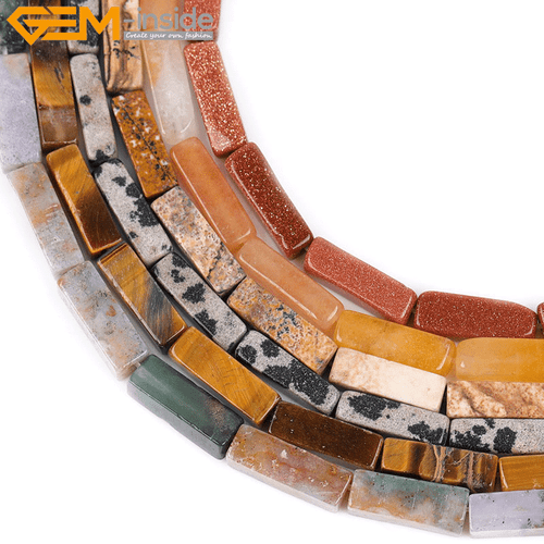 Natural Gemstone Jade Tiger Eye Cuboid Loose Beads For Jewelry Making 15” UK - Picture 3 of 56