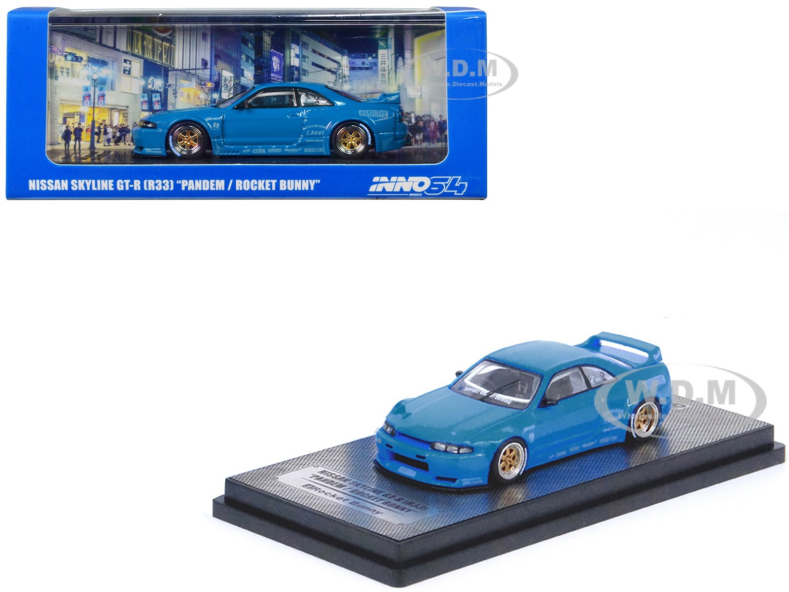 АВТОМОБИЛЬ NISSAN SKYLINE GT-R (R33) RHD BLUE 1/64, ИЗГОТОВЛЕННЫЙ НА ЗАКАЗ КОМПАНИЕЙ INNO MODELS IN64-R33P-BLU