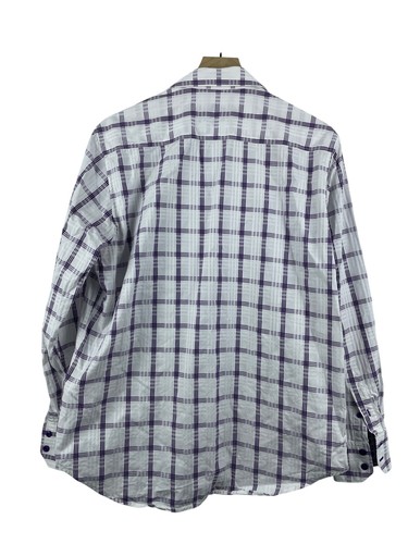 Robert Graham Men's Medium Classic Fit Plaid Paisley Contrast Cuff Button Up - Picture 8 of 10