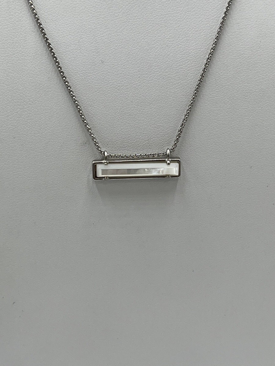 KENDRA SCOTT Leanor Rhodium White Mother of Pearl Bar Necklace