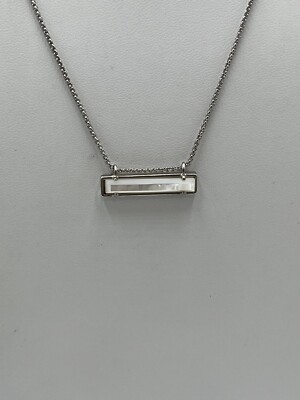 KENDRA SCOTT Leanor Rhodium White Mother of Pearl Bar
