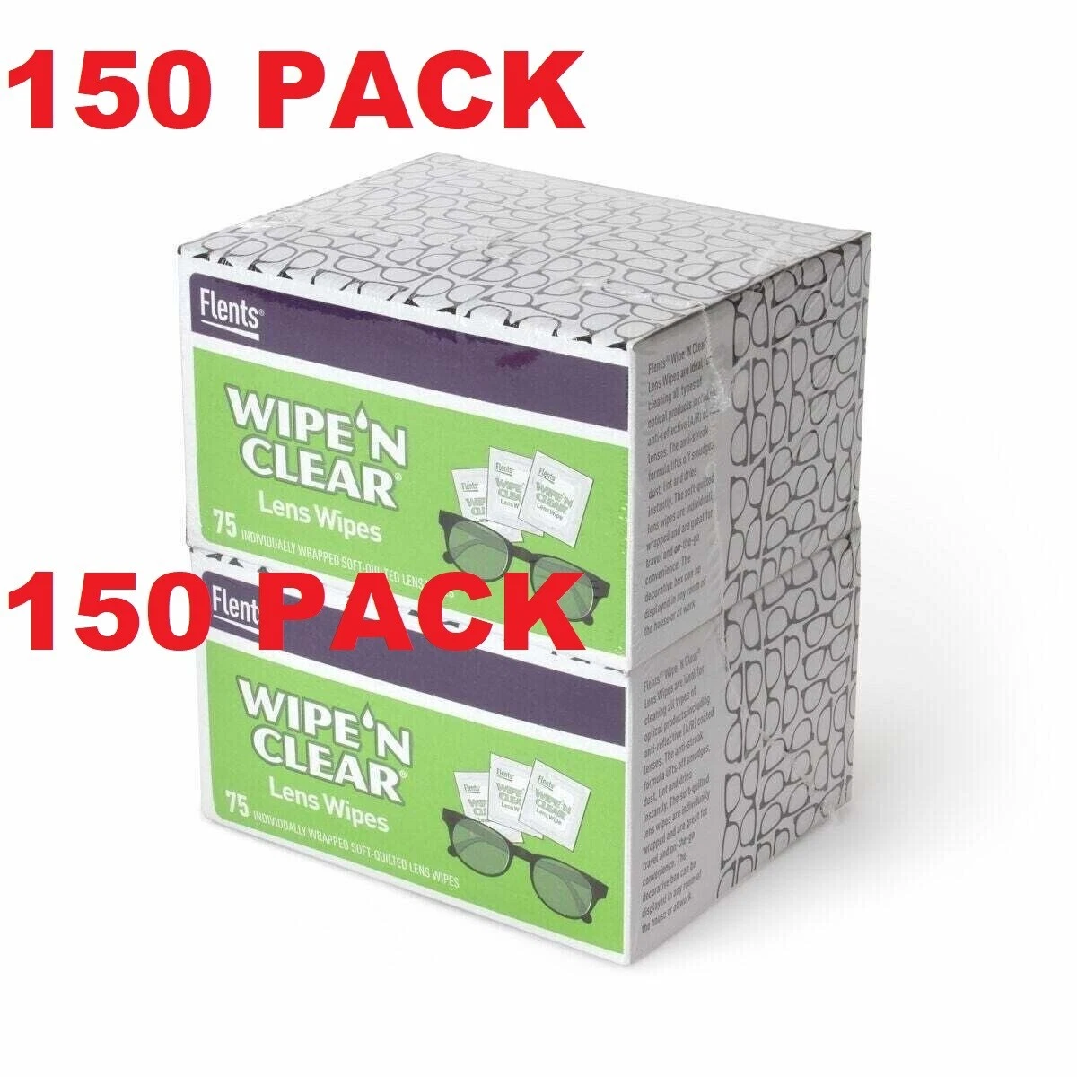 150 Count FLENTS Wipe 'n Clear Lens Cleaning Wipes