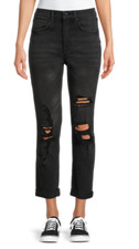 No Boundaries Juniors  Size 3 High Rise Destructed Girlfriend Jeans Black wash
