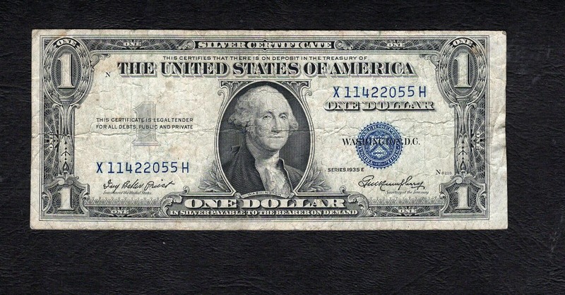 United States $1.00 Silver Certificate Series 1935E with Blue Seal