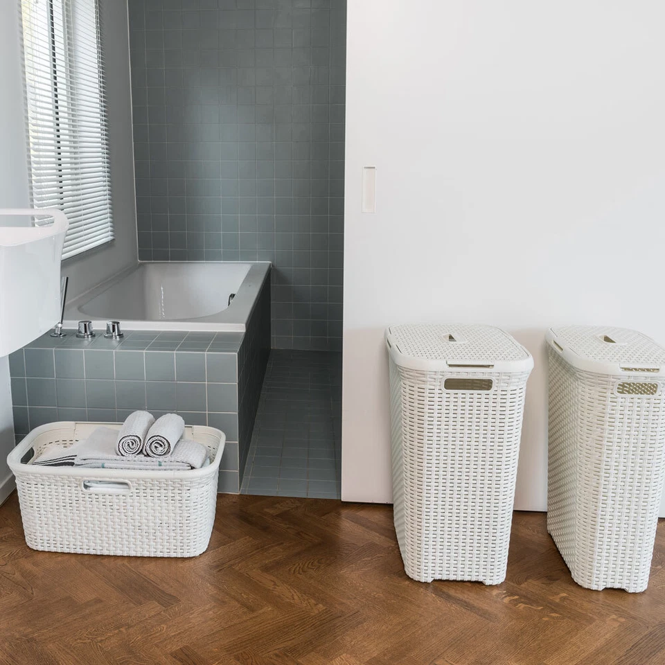 Curver Wäschekorb Rattan Wäschebox Wäschesammler Wäschekörbe Kunststof 60/40L - Bild 3 von 3