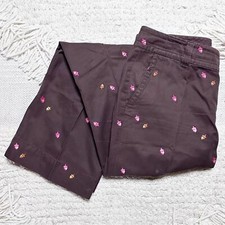 LILLY PULITZER vintage 1990s brown Main Line Fit embroidered acorn pants 10