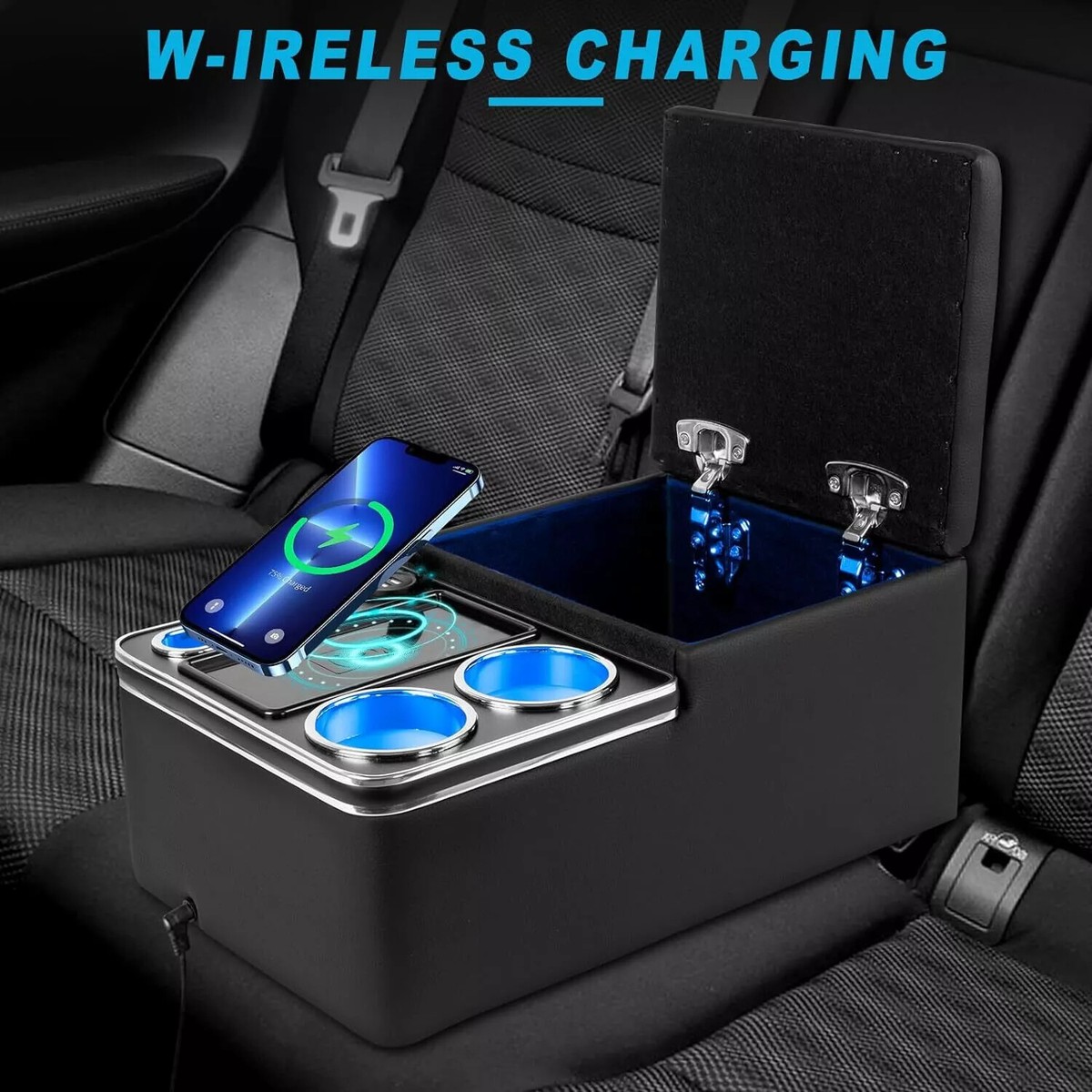 Universal Central Console Armrest Storage BOX(Wireless Charging)PHONE/CUP  HOLDER