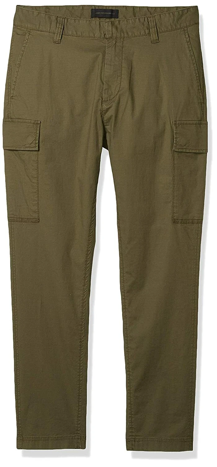 John Varvatos Men's Olive Leaf Green Bo Slim Tapered Fit Cargo Pants $178
