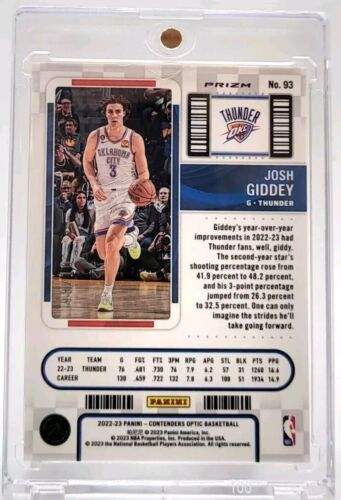 Biglietto Stagione 2022-23 Contenders Optic Josh Giddey #93 Oro */10* SSP Raro - Foto 2 di 2