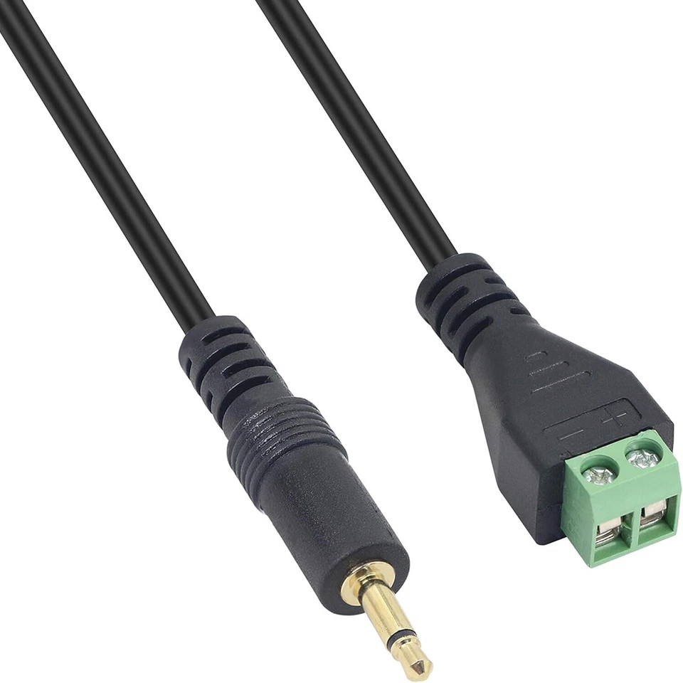 3.5mm Mono TS Male To 2 Pin Way Screw Terminal Block Bolt Speaker Adapter Cable - Image 2 of 4