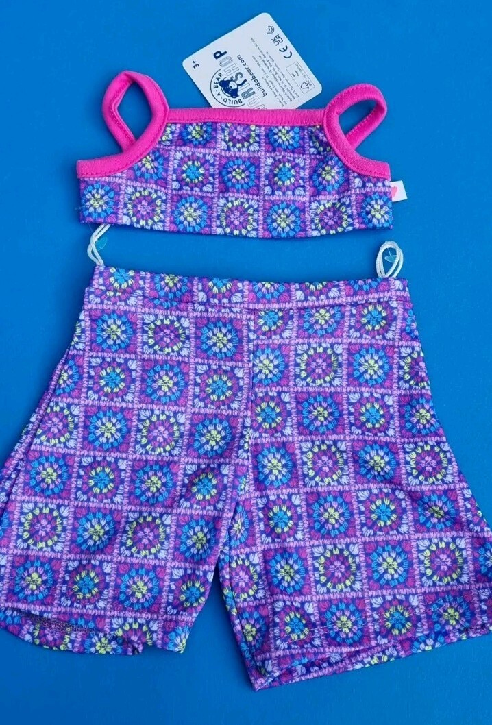 BUILD A BEAR Conjunto Mono Crochet Púrpura Conjunto Ropa Nuevo con Etiquetas