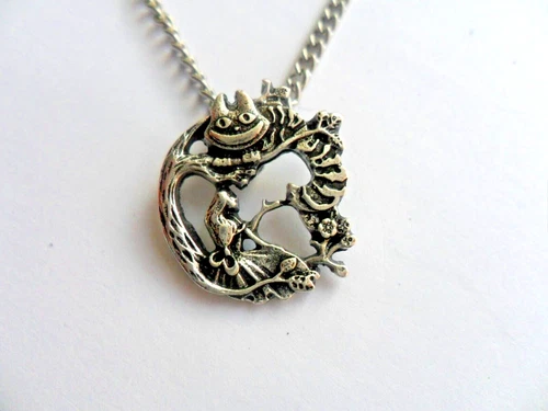 Cute Little  Cheshire Cat  and  Alice in Wonderland   Pendant & Chain Necklace s