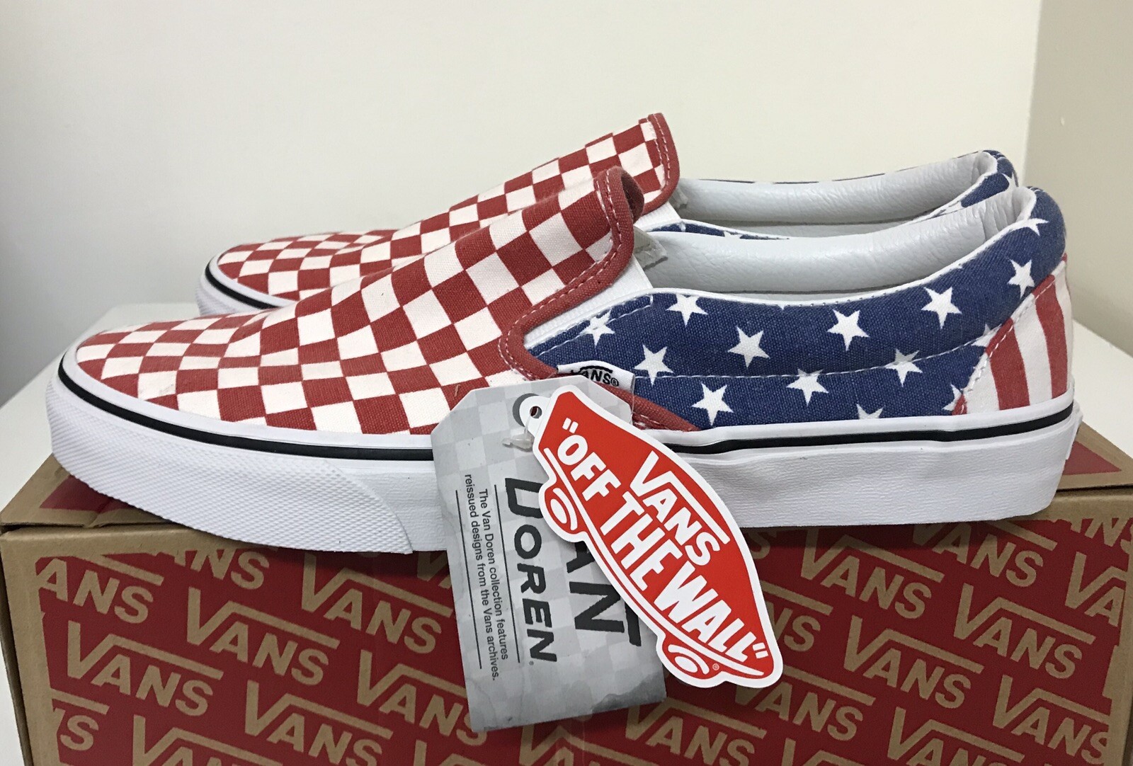 red van slip ons
