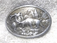 1983 Siskiyou Deer Buck Elk Outdoor Scene Mountains Belt Buckle Vintage Y-27