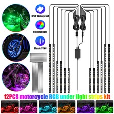 Ambother 12Pcs Motorcycle Rgb Led Atmosphere Light Kit Strips Multi-Color Accent Glow Neon Lights Lamp With Dual Ir/Rf Remote Controller For Harley Davidson Honda Kawasaki Suzuki Ducati Ktm Bmw (6289979463595)