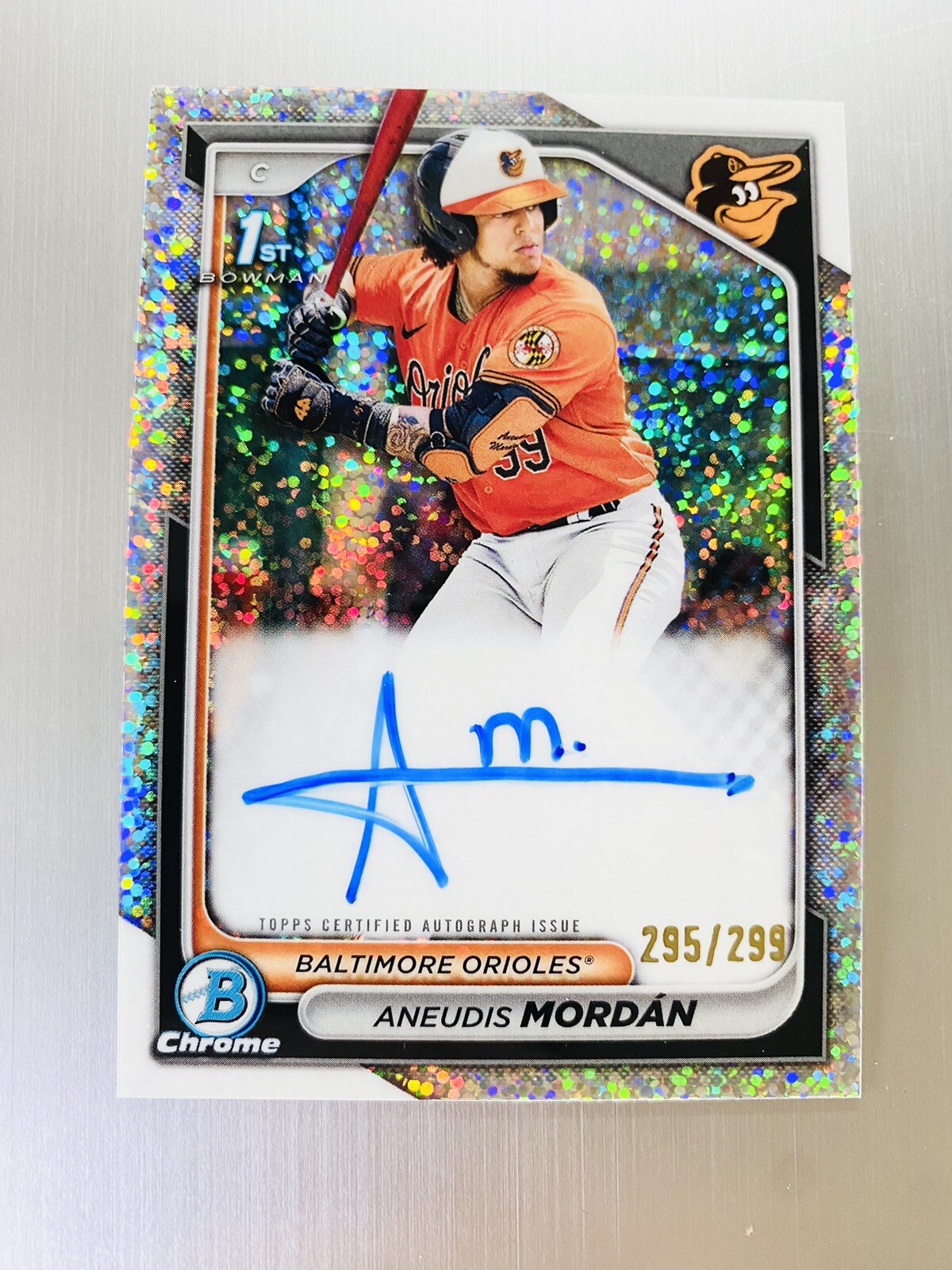 Aneudis Mordan 2024 Bowman 1st Chrome Speckle Refractor Auto #’d /299 Orioles Rc