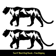 Mountain Lion Scenic Lioness 2 Black Vinyl Decal Car Truck Window Laptop Tablet