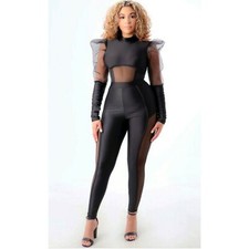 Long Sleeve Mesh Jumpsuit