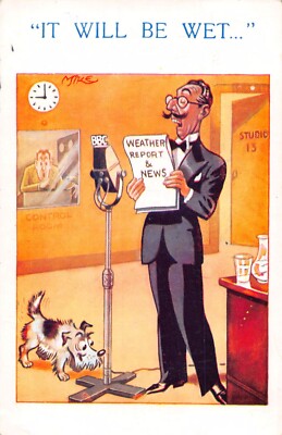 POSTKARTE WIRELESS THEMA WETTERVORHERSAGE WIRD NASS HUND
