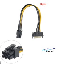 10Pc 20cm 15 Pin to 6 Pin Power Supply Cable hard drive graphics power cord SATA